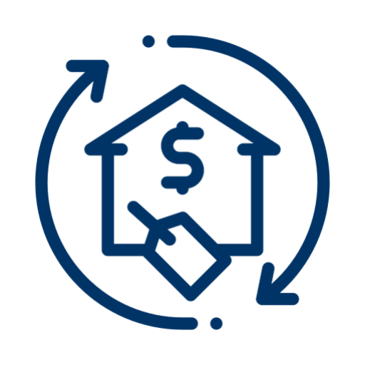 House with dollar sign and arrows icon.